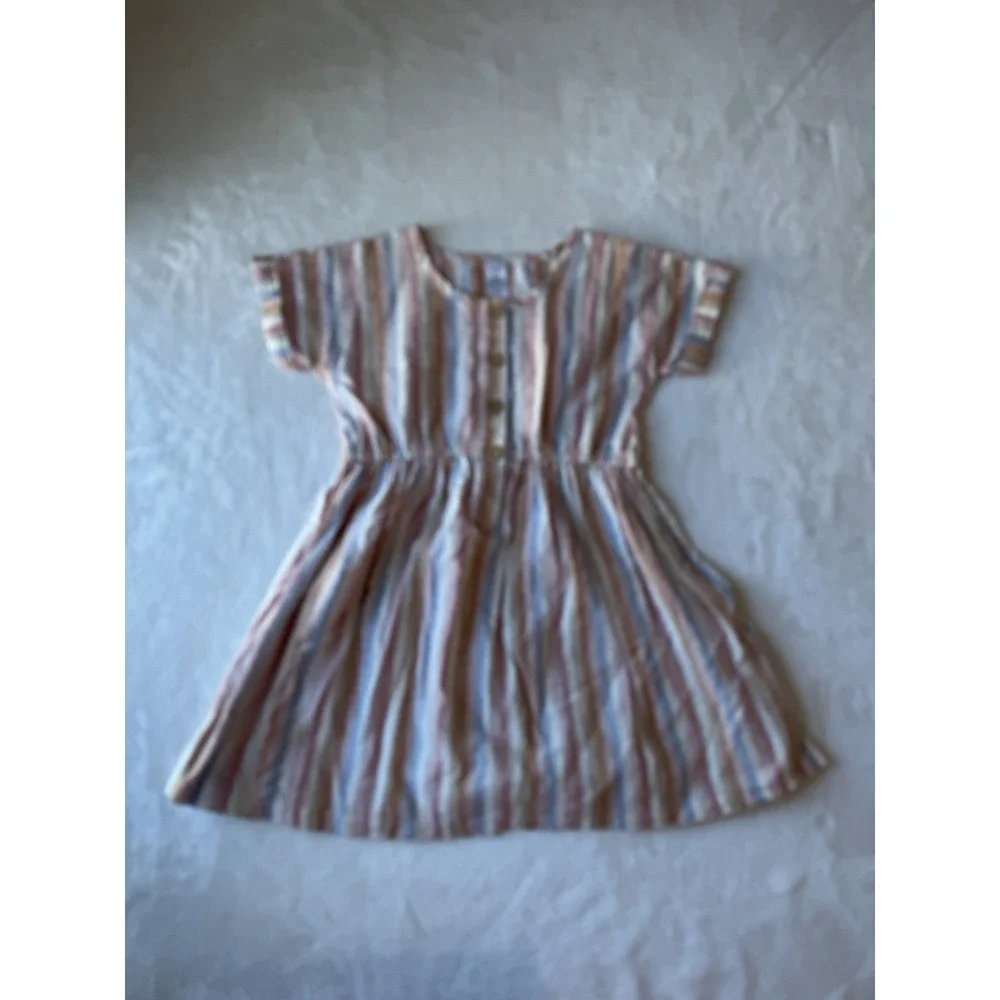 Carter's Striped Linen Dress Size 6 Sundress Knee Length Pullover